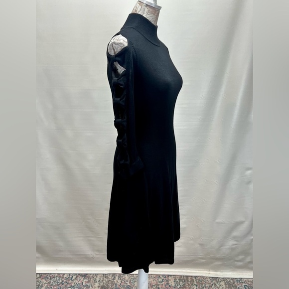 CECE Black mock neck bow sleeve midi dress size S. - Picture 9 of 14